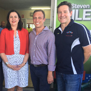 Annastacia Palaszczuk with with Murrumba MP Steven Miles and Bancroft MP Chris Whiting